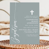 Dusty Sage Einfache moderne Skripttaufe Einladung