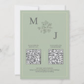 Dusty Sage Elegant QR Code Hochzeit Einladung (Rückseite)