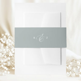 Dusty Sage Elegant Simple Monogram Wedding Einladungsbanderole