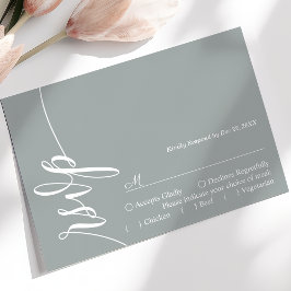 Dusty Sage Elegante Calligrafy Wedding RSVP Card