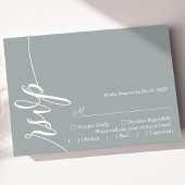 Dusty Sage Elegante Calligrafy Wedding RSVP Card