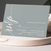 Dusty Sage Elegante Calligrafy Wedding RSVP Card