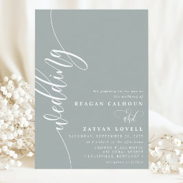 Dusty Sage Elegante Kalligrafie Script Hochzeit Einladung