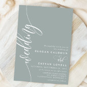 Dusty Sage Elegante Kalligrafie Script Hochzeit Einladung