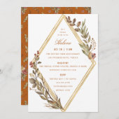 Dusty Sage Gold Diamond Rust Fall Brautparty Einladung (Vorne/Hinten)