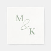 Dusty Sage Green Ampersand Monogram Wedding Napkin Serviette (Vorderseite)