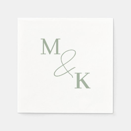 Dusty Sage Green Ampersand Monogram Wedding Napkin Serviette (Vorderseite)