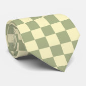 Dusty Sage Green and Butter Yellow Checkerboard Krawatte (Gerollt)