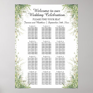 Dusty Sage Green Blume 12 Tische Hochzeitssitze Poster