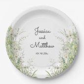 Dusty Sage Green Blume Hochzeit Pappteller (Vorderseite)