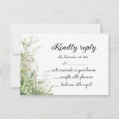 Dusty Sage Green Blume Hochzeit RSVP Karte (Rückseite)