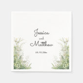 Dusty Sage Green Blume Hochzeit Serviette (Vorderseite)