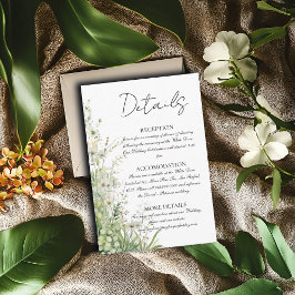 Dusty Sage Green Blume Hochzeitdetails Begleitkarte