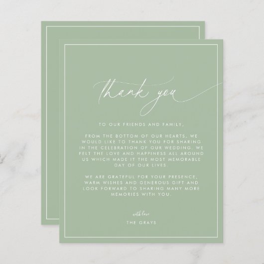 Dusty Sage Green Danke-Card (Vorne/Hinten)