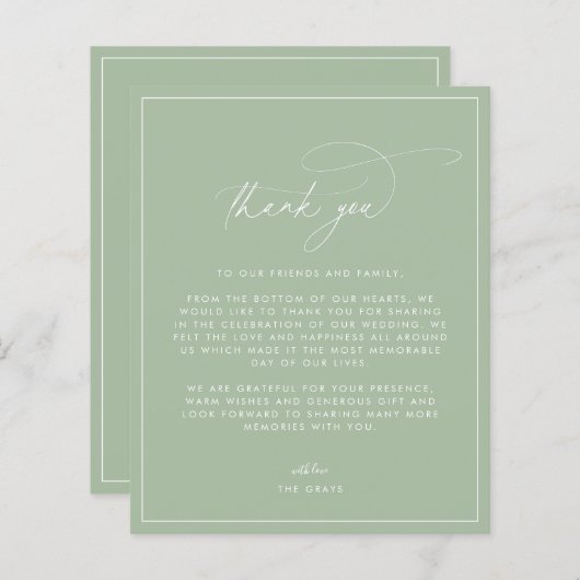 Dusty Sage Green Danke-Card (Vorne/Hinten)