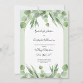 Dusty Sage Green Eucalyptus Geometric Arch Wedding Einladung (Vorderseite)