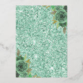 Dusty Sage Green Floral Butterfly Quinceanera Gold Folieneinladung (Rückseite)