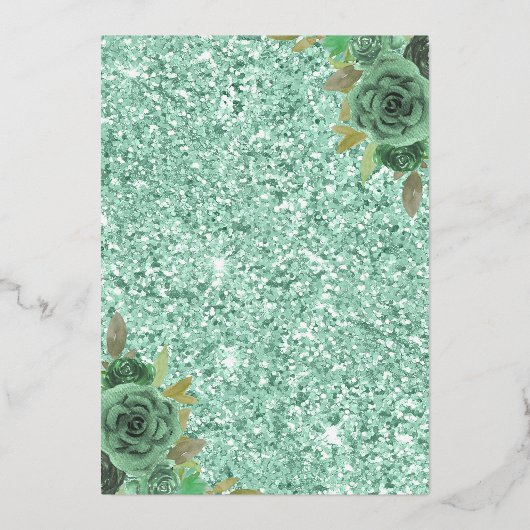 Dusty Sage Green Floral Butterfly Quinceanera Gold Folieneinladung (Rückseite)