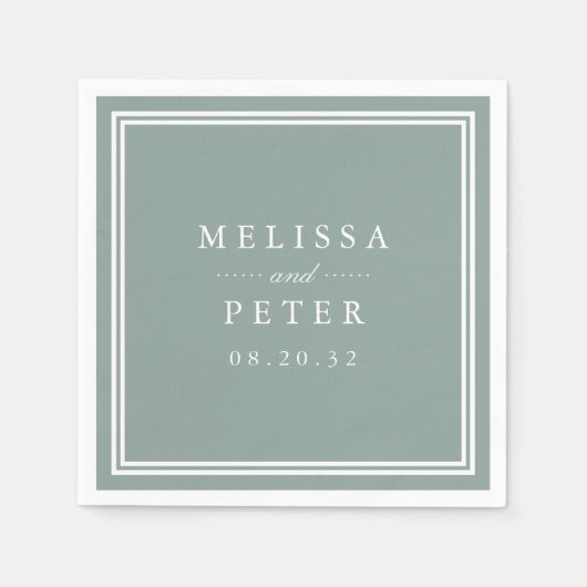 Dusty Sage Green | Klassische Personalisierte Hoch Serviette (Vorderseite)