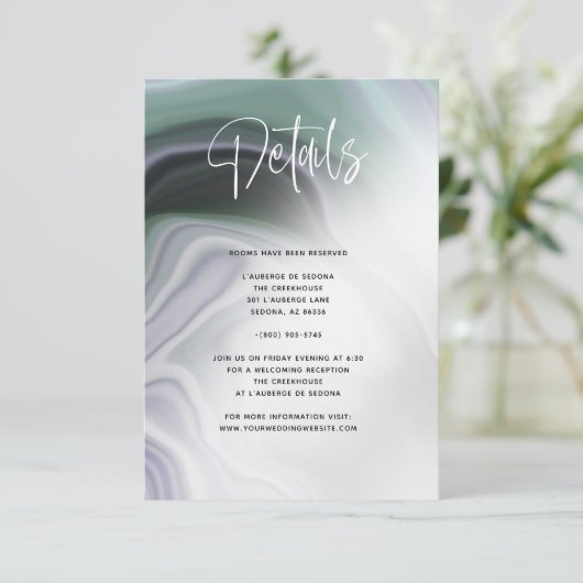 Dusty Sage Green Lilac Agate Einladung (Stehend Vorderseite)