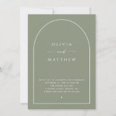 Dusty Sage Green Minimalistisch Arch Wedding. Foto Einladung (Vorderseite)