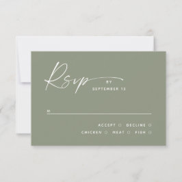 Dusty Sage Green Minimalistisch Wedding | Wahl RSVP Karte