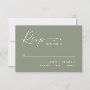 Dusty Sage Green Minimalistisch Wedding   Wahl RSVP Karte