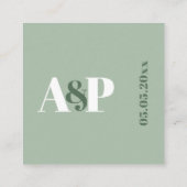 Dusty Sage Green Monogram QR Code Wedding Website Begleitkarte (Rückseite)