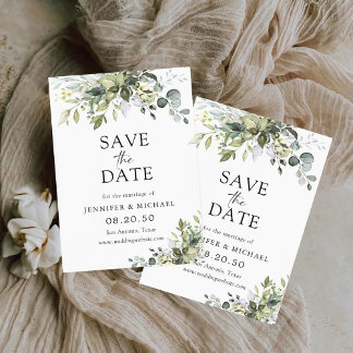 Dusty Sage Green Save the Date Card