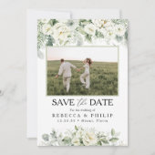 Dusty Sage Green Save the Date mit Fotokarte (Vorderseite)