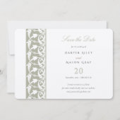 Dusty Sage Green Save the Date Rabbit Scrollwork Einladung (Vorderseite)
