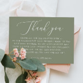 Dusty Sage Green Script Wedding | Elegant Rustic Dankeskarte