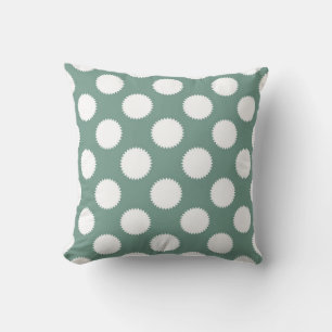 Dusty Sage Green und White Polka Dot Muster Kissen