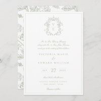 Dusty Sage Green Wappen Monogram Wedding