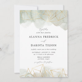 Dusty Sage Green Watercolor Goldene Hochzeit Einladung