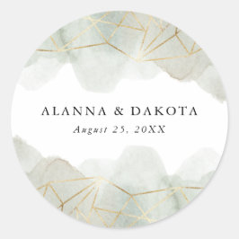 Dusty Sage Green Watercolor Goldene Hochzeit Runder Aufkleber