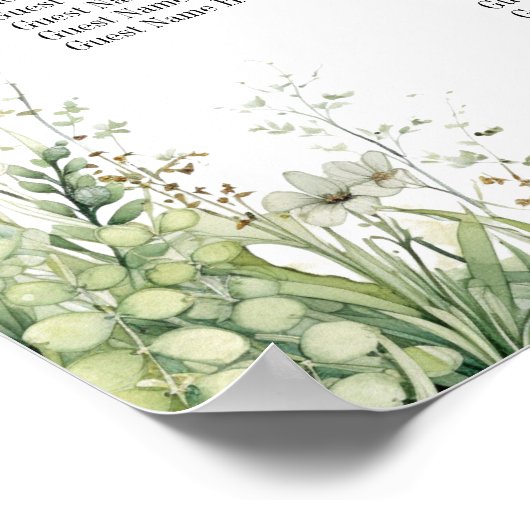 Dusty Sage Green Wedding 14 Tische Hochzeitssitze Poster (Ecke)