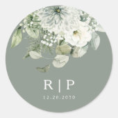 Dusty Sage Green Wedding Classic Round Sticker (Vorderseite)