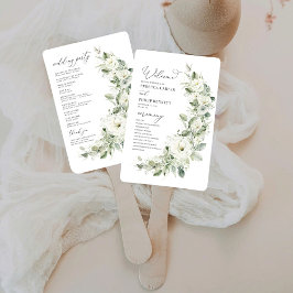 Dusty Sage Green Wedding Program Hand Fan Fächer