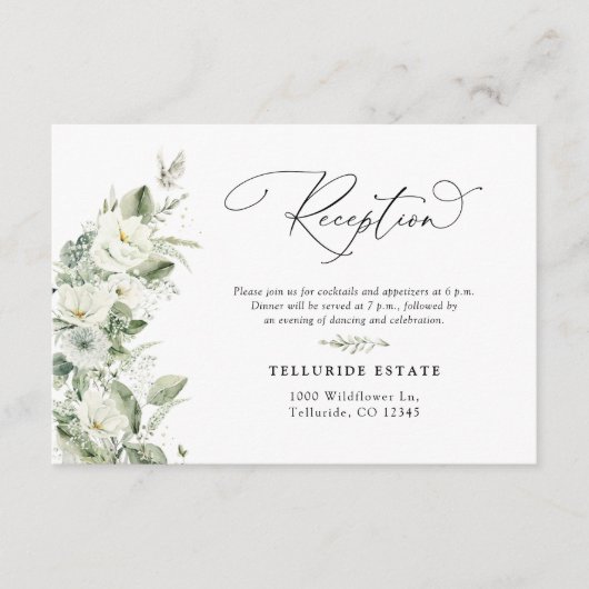 Dusty Sage Green Wedding Reception Card Begleitkarte (Vorderseite)