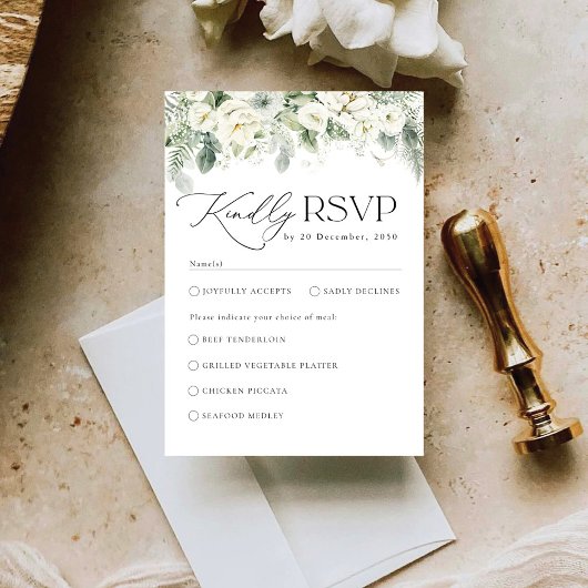 Dusty Sage Green Wedding RSVP Card