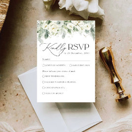 Dusty Sage Green Wedding RSVP Card Karte
