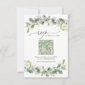 Dusty Sage Green Wedding RSVP Card mit QR Code Karte (Vorderseite)