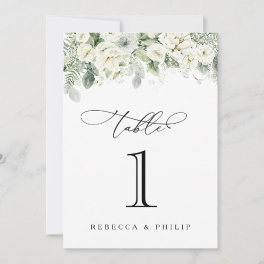 Dusty Sage Green Wedding Tischnummer Card (Vorderseite)