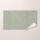 Dusty Sage Green Zickzack Pattern Badhandtuch Set (Handtuch)