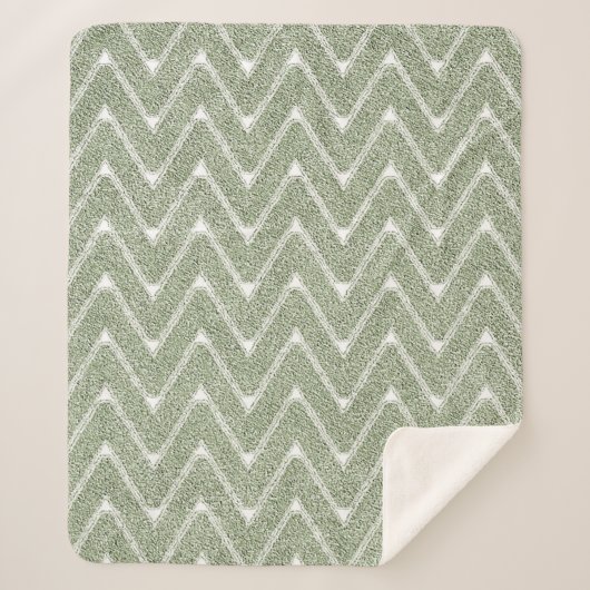 Dusty Sage Green Zickzack Pattern Sherpadecke (Vorderseite)