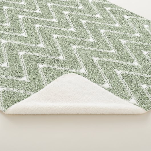 Dusty Sage Green Zickzack Pattern Sherpadecke (3/4)