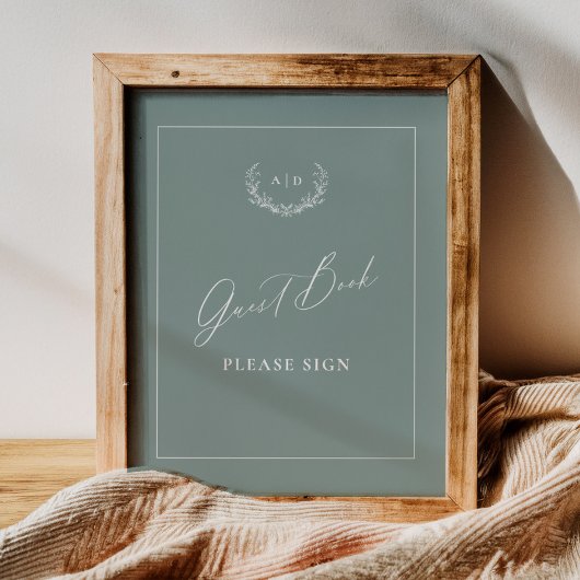 Dusty Sage Guest Book Wedding Table Sign Decor Poster