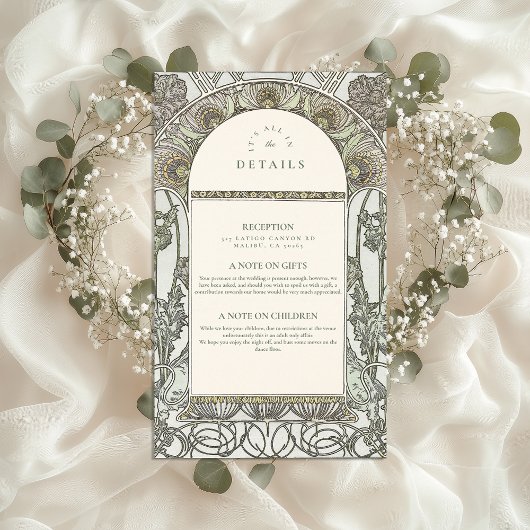 Dusty Sage Jugendstil Hochzeit Begleitkarte