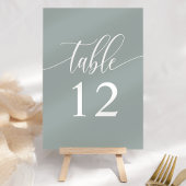Dusty Sage Minimalistisch Calligrafy Wedding Tischnummer